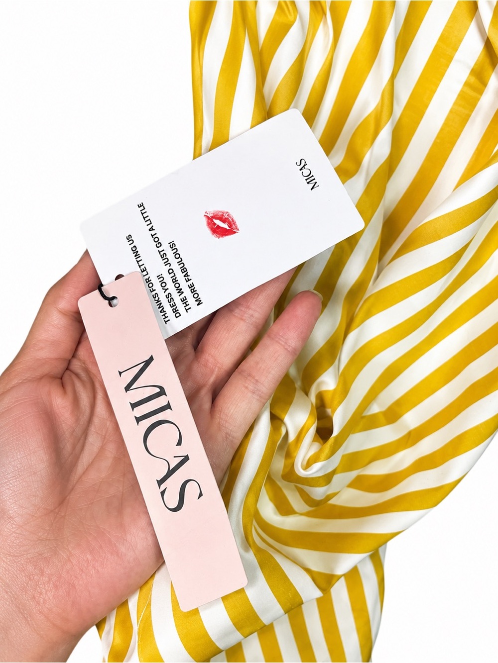 Micas ☀️Yellow & White Striped Halter Mini Dress – NWT - Picture 2 of 16
